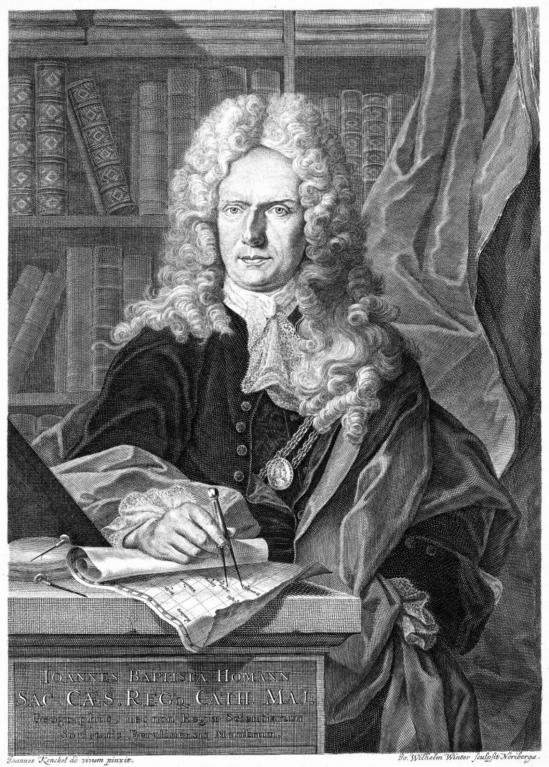 Autor atlasu, císařský geograf Karla VI. Johann Baptist Homann (1664 - 1724)