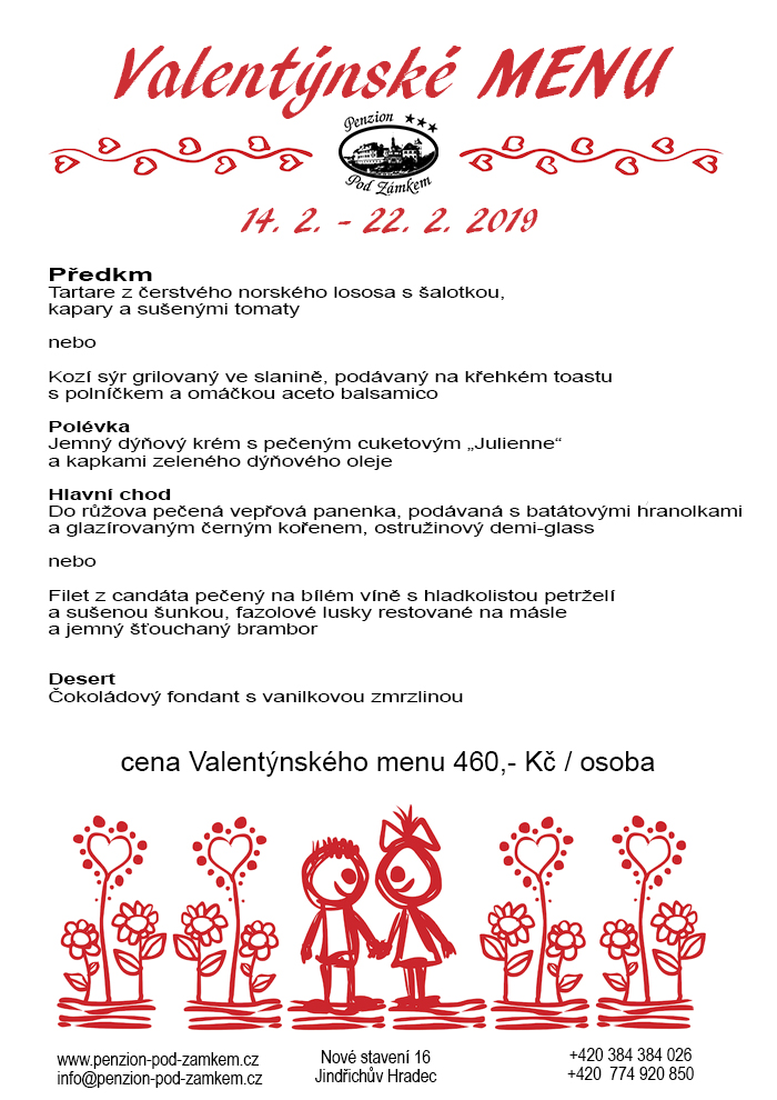 Valentýnské menu v restauraci Pod Zámkem