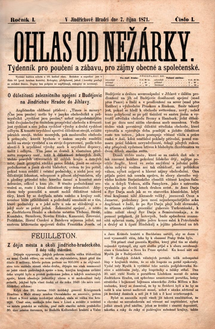 Noviny a časopisy jako zrcadlo života města I. (Proměny města po požáru 1801 – kapitola desátá)