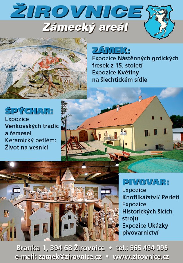 Zámecký areál Žirovnice zve na prohlídky zámku, špýcharu a pivovaru