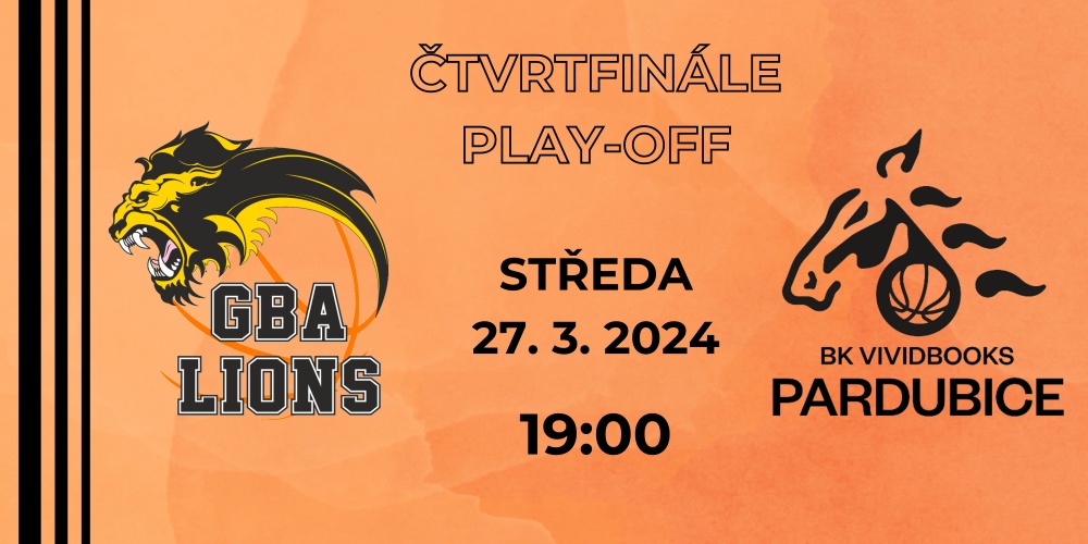 GBA LIONS Jindřichův Hradec vs BK VIVIDBOOKS Pardubice | Play-off 1. ligy