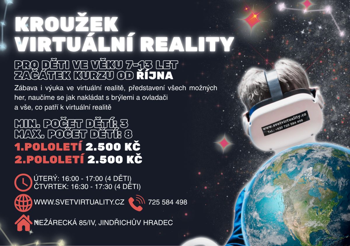 Kroužek virtuální reality v Jindřichově Hradci startuje v říjnu